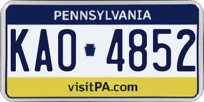 PA license plate KAO4852