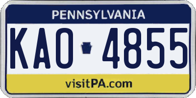 PA license plate KAO4855