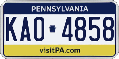 PA license plate KAO4858