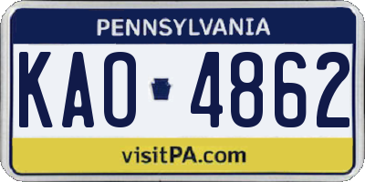 PA license plate KAO4862