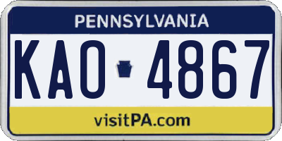 PA license plate KAO4867