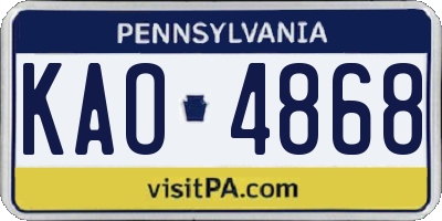 PA license plate KAO4868