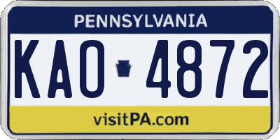 PA license plate KAO4872