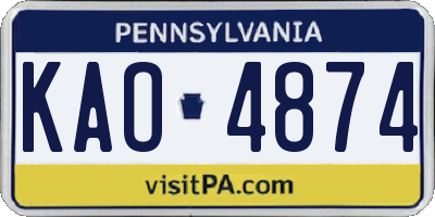 PA license plate KAO4874