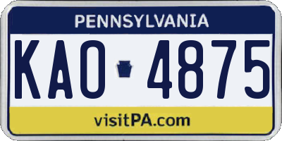 PA license plate KAO4875