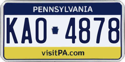 PA license plate KAO4878