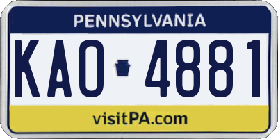 PA license plate KAO4881