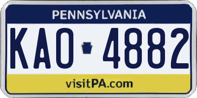 PA license plate KAO4882