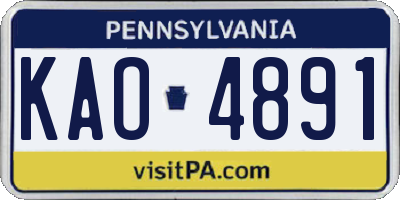 PA license plate KAO4891