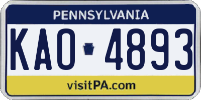 PA license plate KAO4893