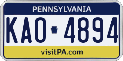 PA license plate KAO4894