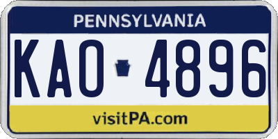 PA license plate KAO4896