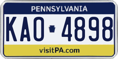 PA license plate KAO4898