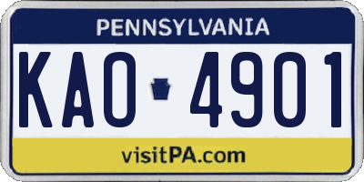 PA license plate KAO4901