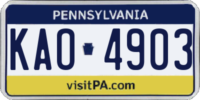 PA license plate KAO4903
