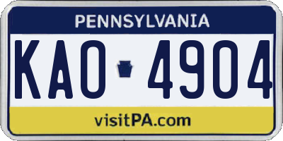 PA license plate KAO4904