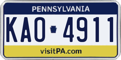PA license plate KAO4911