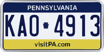 PA license plate KAO4913