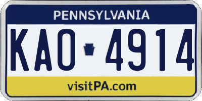 PA license plate KAO4914