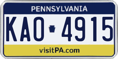 PA license plate KAO4915