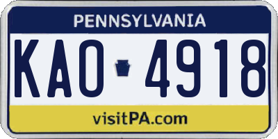 PA license plate KAO4918