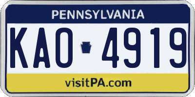 PA license plate KAO4919