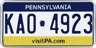PA license plate KAO4923