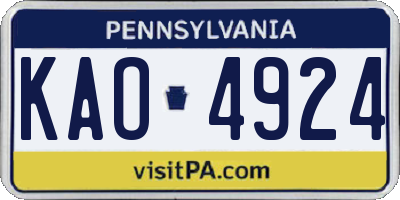 PA license plate KAO4924