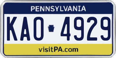 PA license plate KAO4929