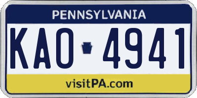 PA license plate KAO4941