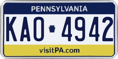 PA license plate KAO4942