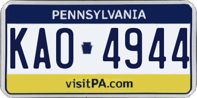 PA license plate KAO4944