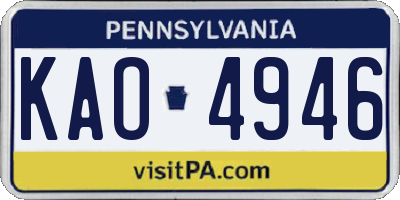 PA license plate KAO4946