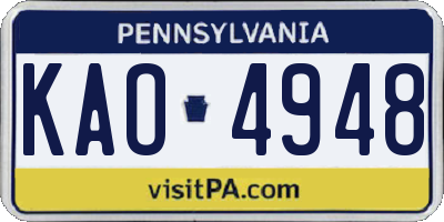 PA license plate KAO4948