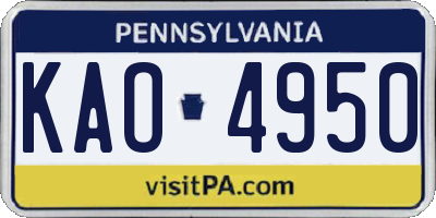 PA license plate KAO4950