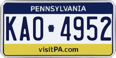 PA license plate KAO4952