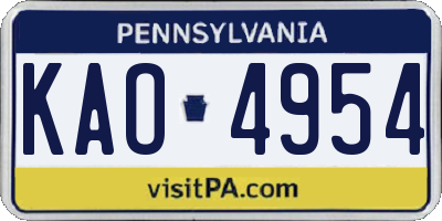 PA license plate KAO4954