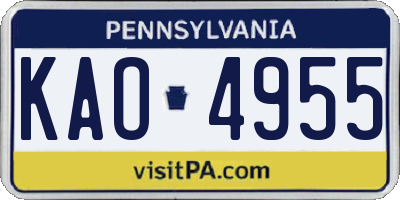PA license plate KAO4955