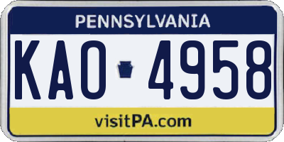 PA license plate KAO4958