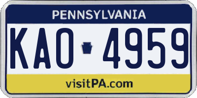 PA license plate KAO4959