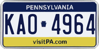 PA license plate KAO4964
