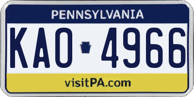 PA license plate KAO4966