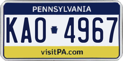 PA license plate KAO4967