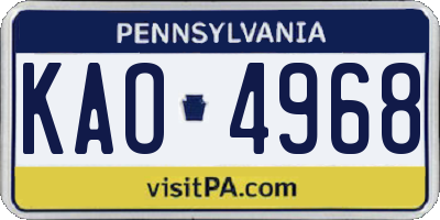 PA license plate KAO4968