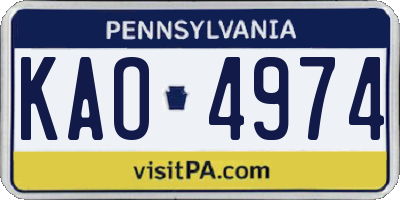 PA license plate KAO4974