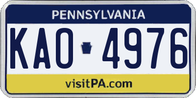 PA license plate KAO4976