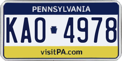 PA license plate KAO4978
