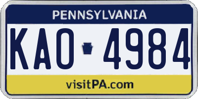 PA license plate KAO4984