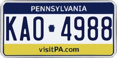 PA license plate KAO4988