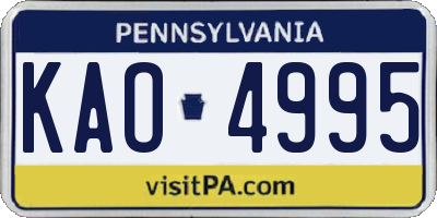 PA license plate KAO4995